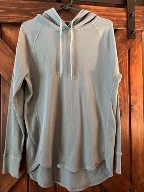 Light Blue Men's Waffle-Knit Hooded Pullover Shirt